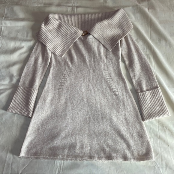 Cult Gaia- Edna Knit Off Shoulder Mini Dress in Off White Size Large - Picture 2 of 9